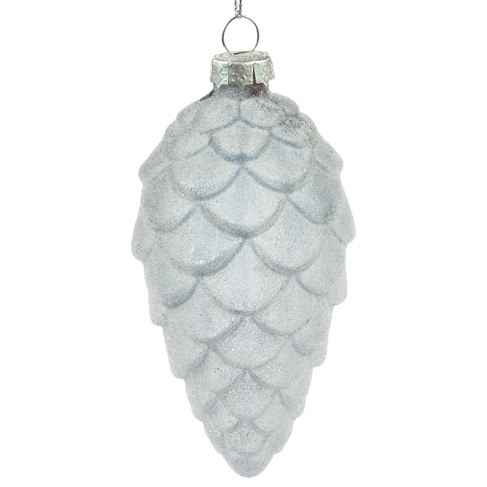 Елочная игрушка "Шишка" (стекло), D6xH12 см Светло-голубой