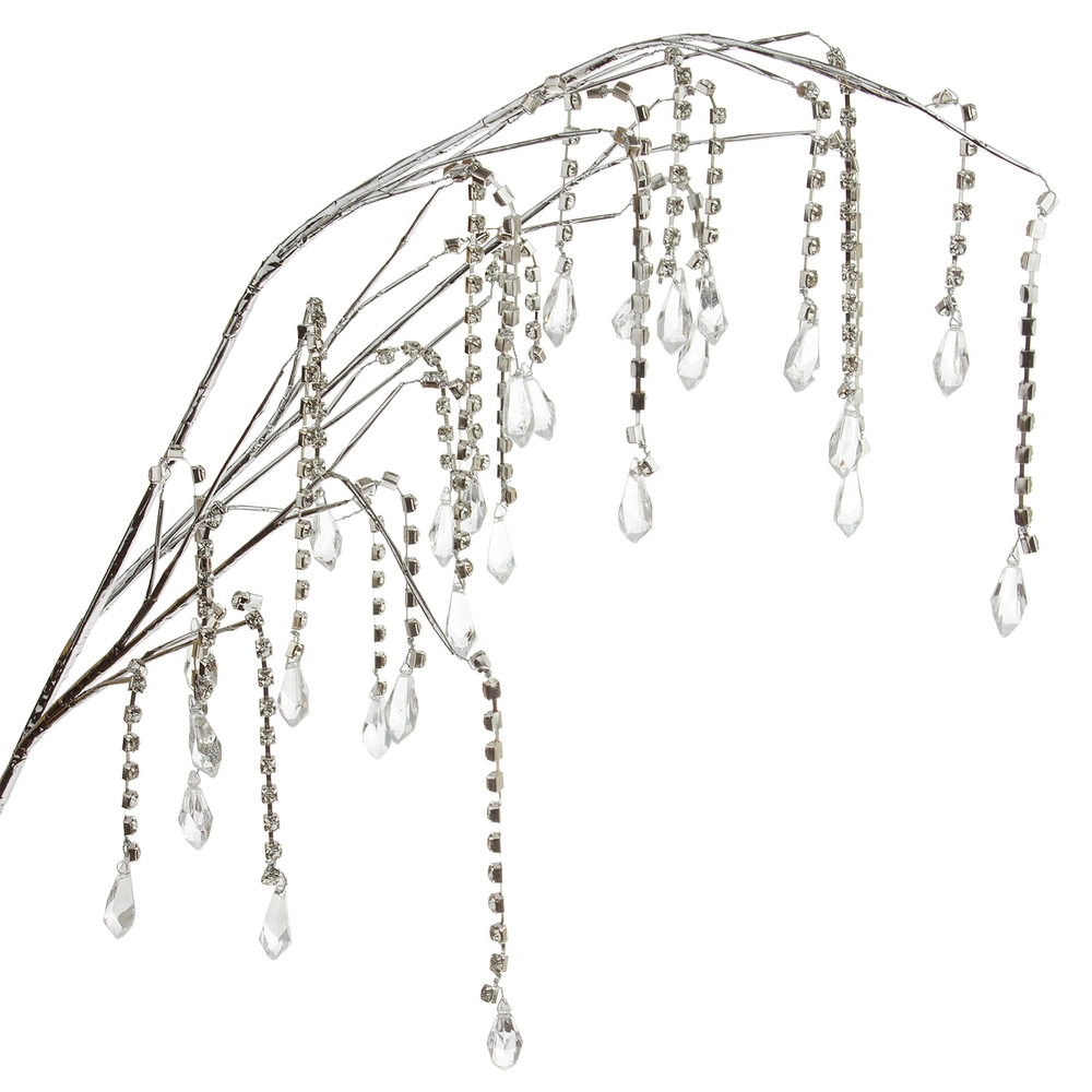 Ветка искусственная (акрил, пластик), Н88 см Серебряный