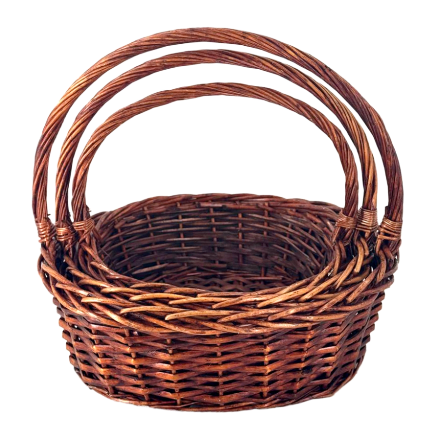 Корзина плетеная (ива), 46x39xH16/42 см, 40x34xH14/37 см, 36x28xH12/32 см, набор (3 шт) Коричневый