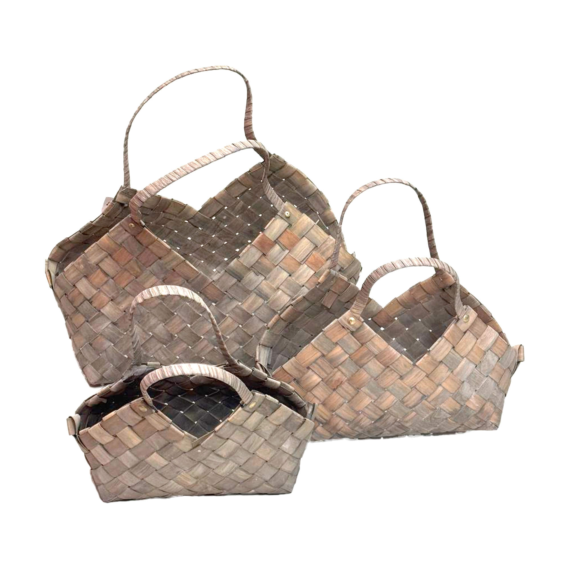 Корзина плетеная (водоросли), 29x20xH20 см - 44x31xH28 см, набор (3 шт) Серый