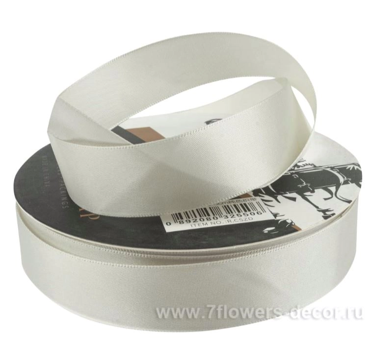 Лента атлас, 25 ммx35 ярд, плотная, на катушке Белый