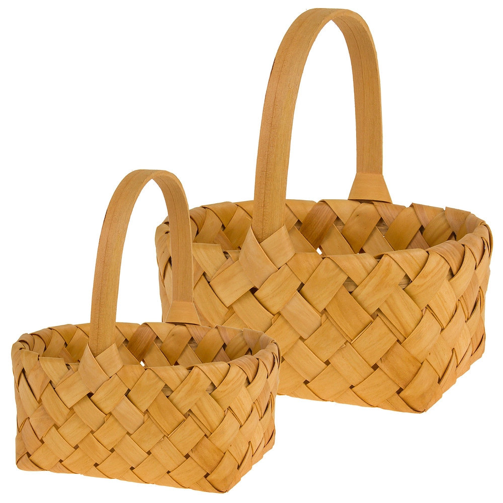 Корзина плетеная (дерево), 22x29xH12/28 см, 18x24xH10/25 см, набор (2 шт) Натуральный
