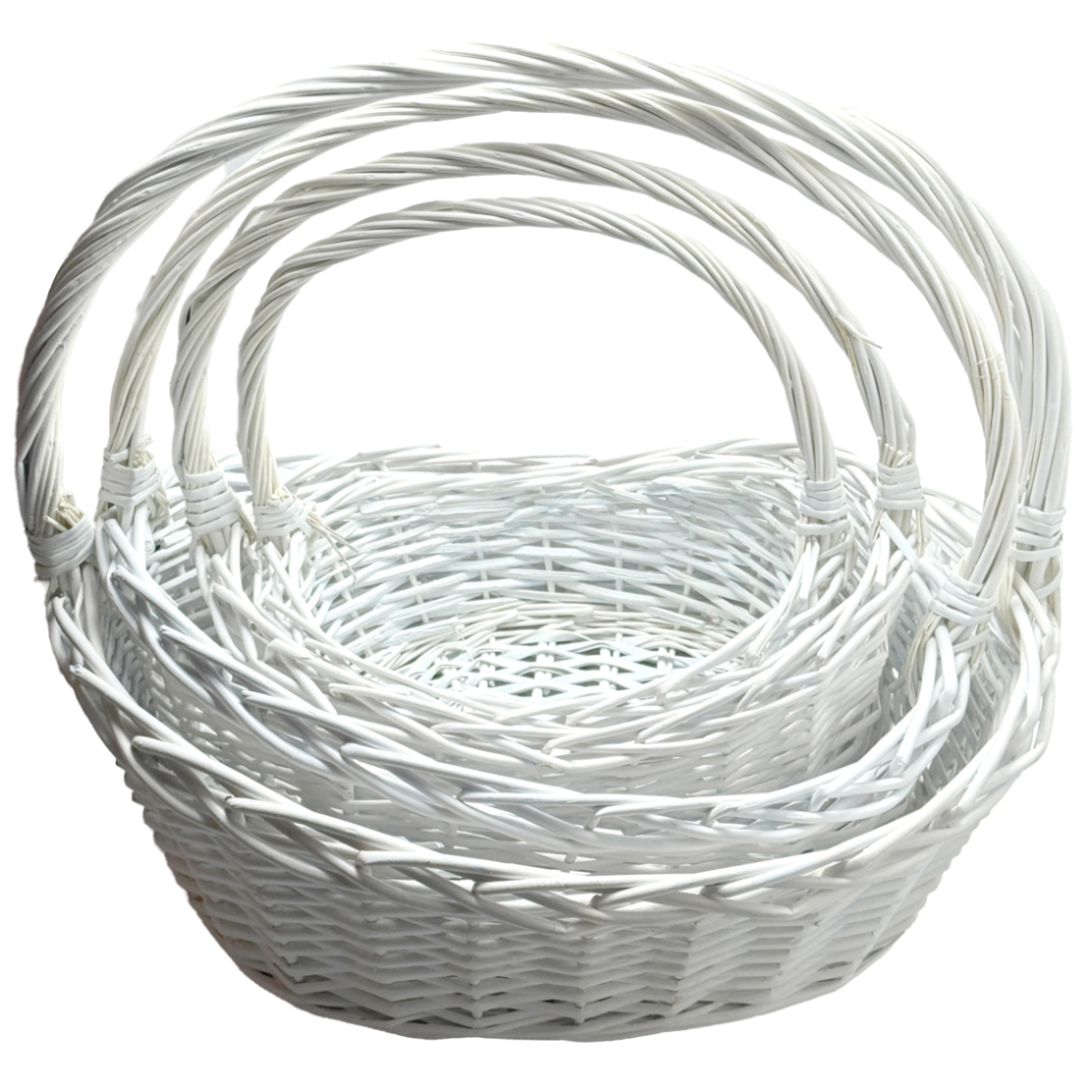 Корзина плетеная (ива), 52x39xH19/46 см - 32x21xH12/32 см, набор (4 шт) Белый