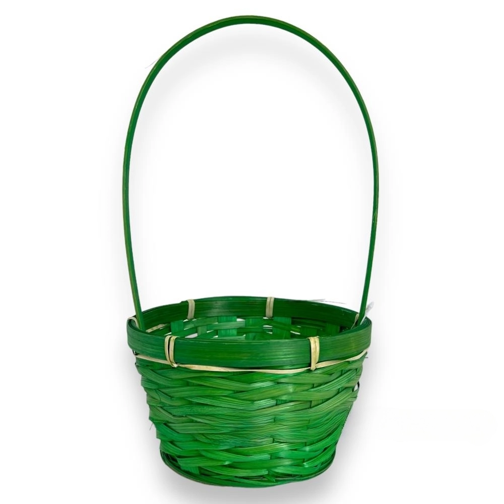 Корзина плетеная (бамбук), D17xH10,5/33 см Зеленый