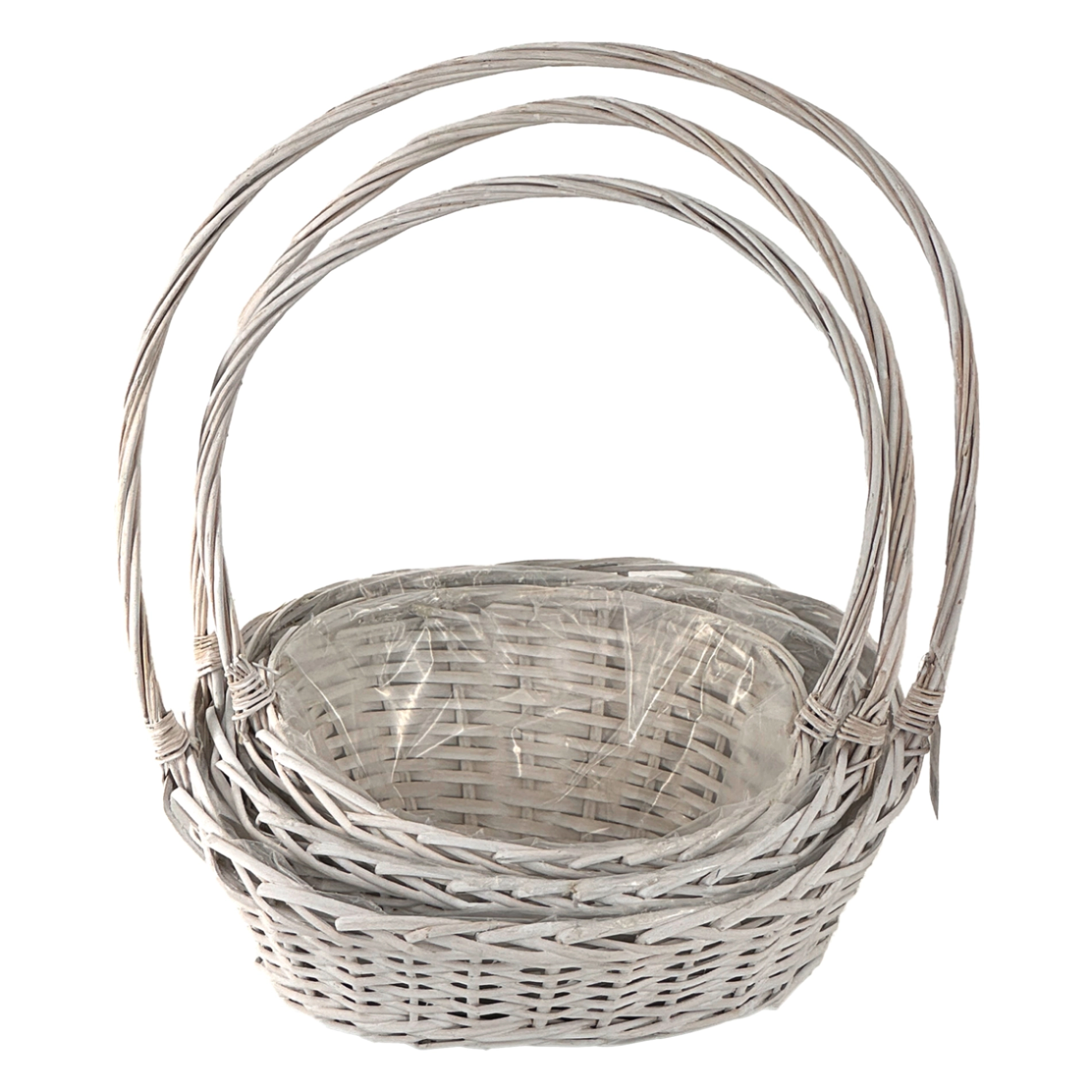 Корзина плетеная (ива), 43x33xH19/54 см - 32x23xH17/43 см, набор (3 шт) Белый