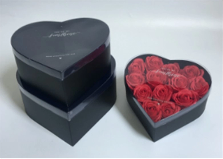 Коробка подарочная "Сердце", 28x25xH11 см - 23x21xH8,5 см, набор (3 шт) Черный