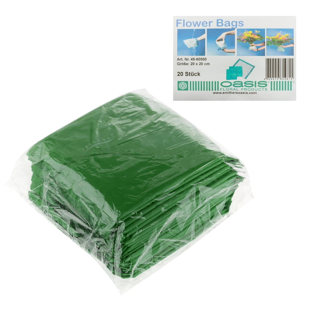 Пакет для транспортировки цветов, 20xH20 см, набор (20 шт), Oasis Зеленый