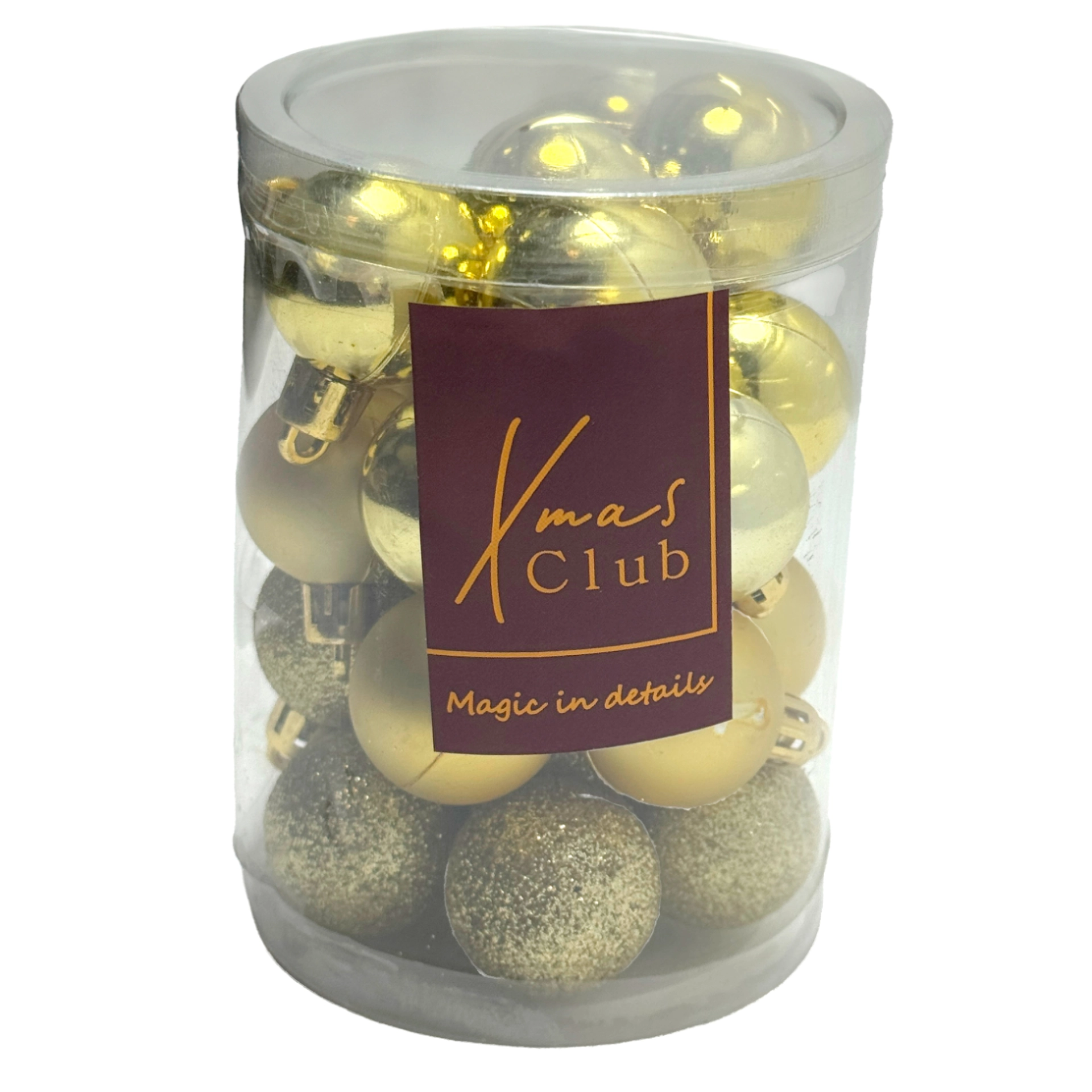 Елочная игрушка "Шар" (пластик), D3 см, набор (24 шт) Золотой