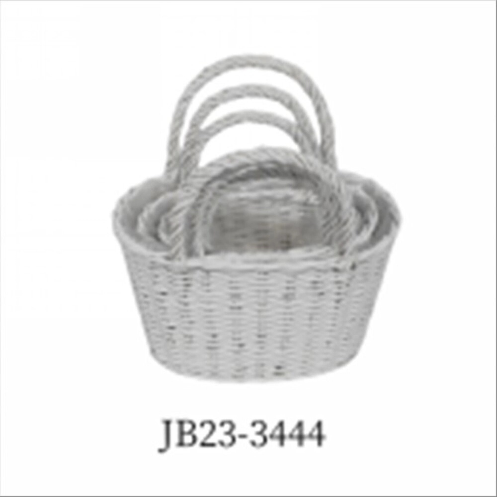 Корзина плетеная (ива), 30x20xH18/30 см - 21x12xH14/24 см, набор (3 шт) Белый