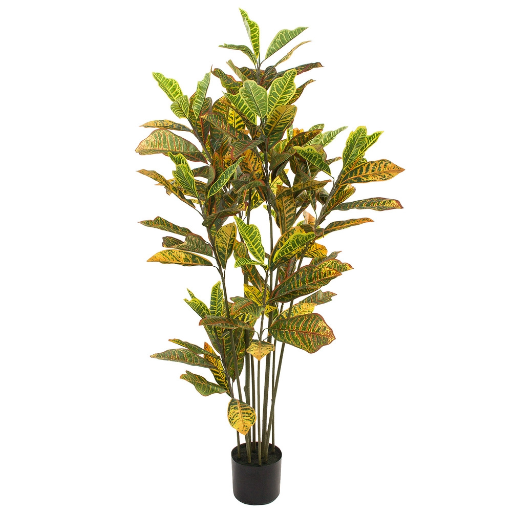 Растение искусственное в кашпо "Кротон", H160 см Зеленый