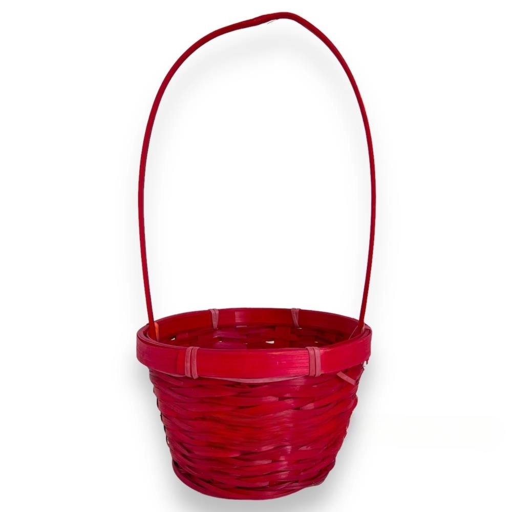 Корзина плетеная (бамбук), D17xH10,5/33 см Красный